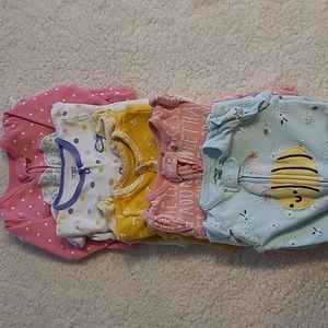 Bundle of five. Carter's baby girl sleepers size 3 month.